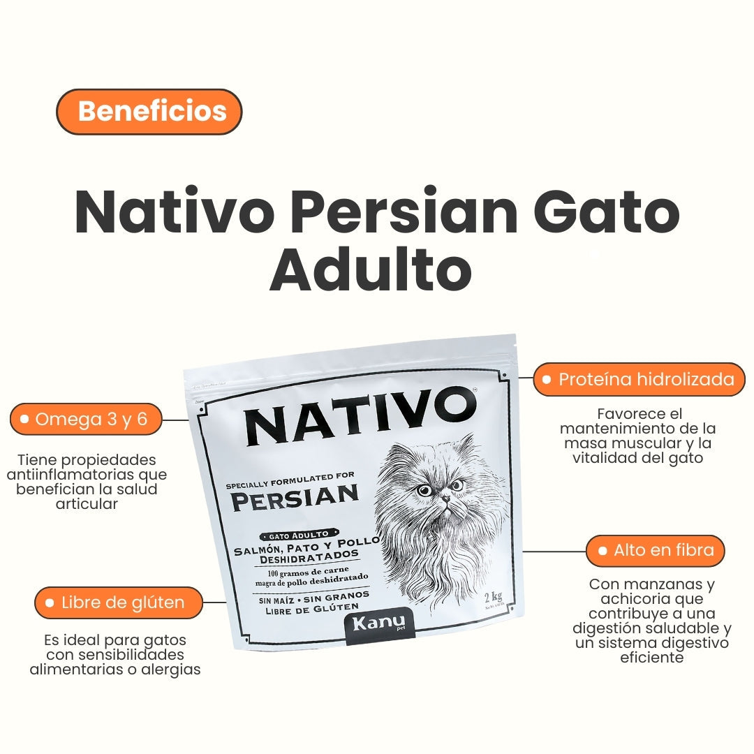 Alimento Nativo Persian 2kg Kanu Pet para Gato Adulto Nutrición Premium