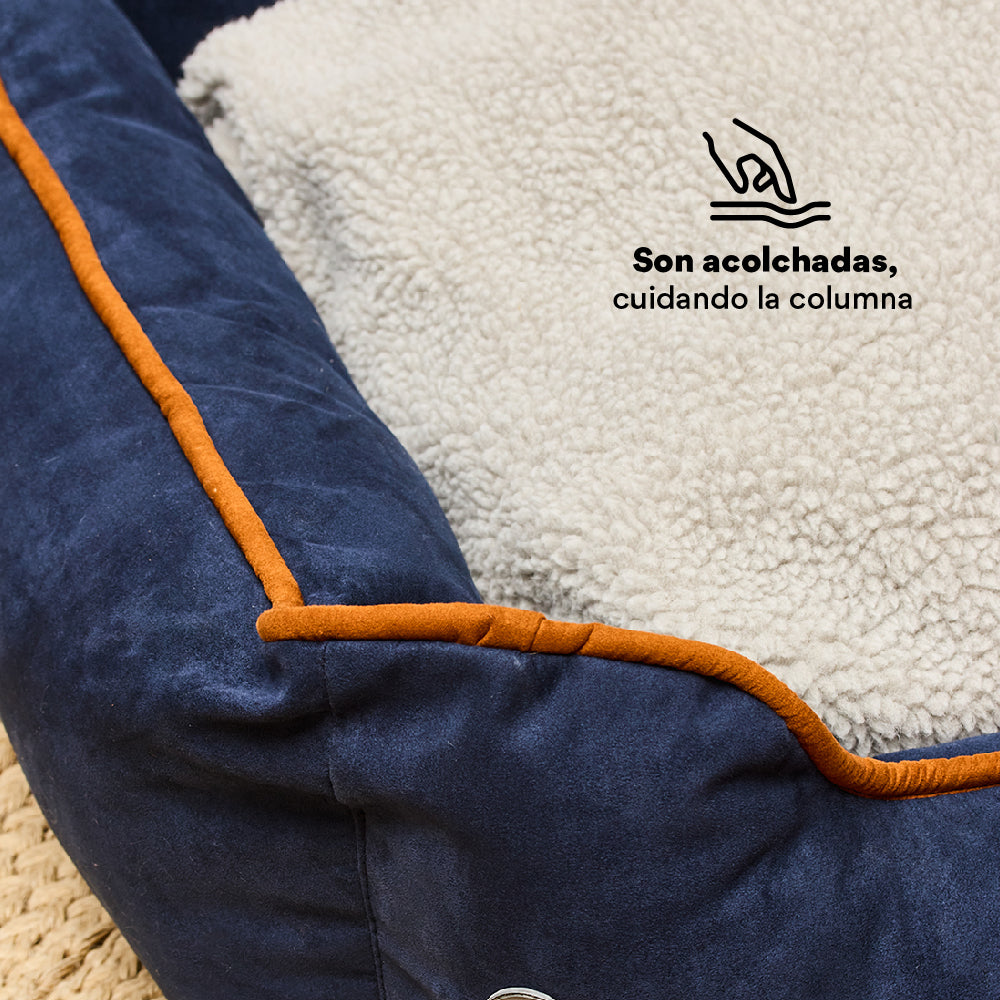 Cama Rectangular Ovejero Azul / Caramelo Kanu Pet para Perro