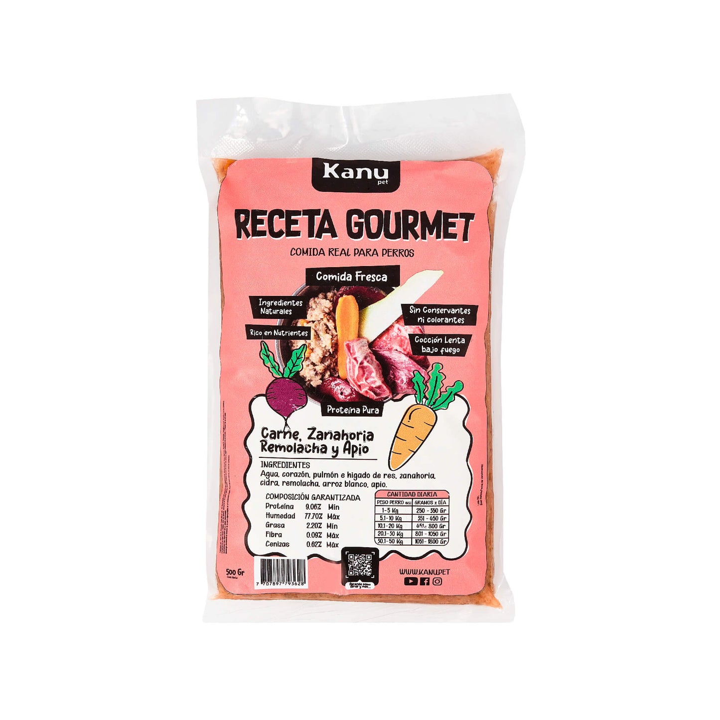Alimento Congelado Receta Gourmet de Kanu Pet sabor a Carne de Res , Higado y Remolacha para perros. 100% Comida Real - {{ Kanu Pet }}