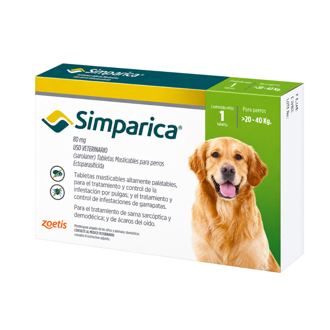 Antipulgas oral Simparica comprimido 20-40 kg para Perros