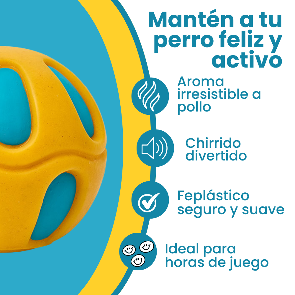Juguete Pelota amarilla maciza con aroma Kanu Pet para perro