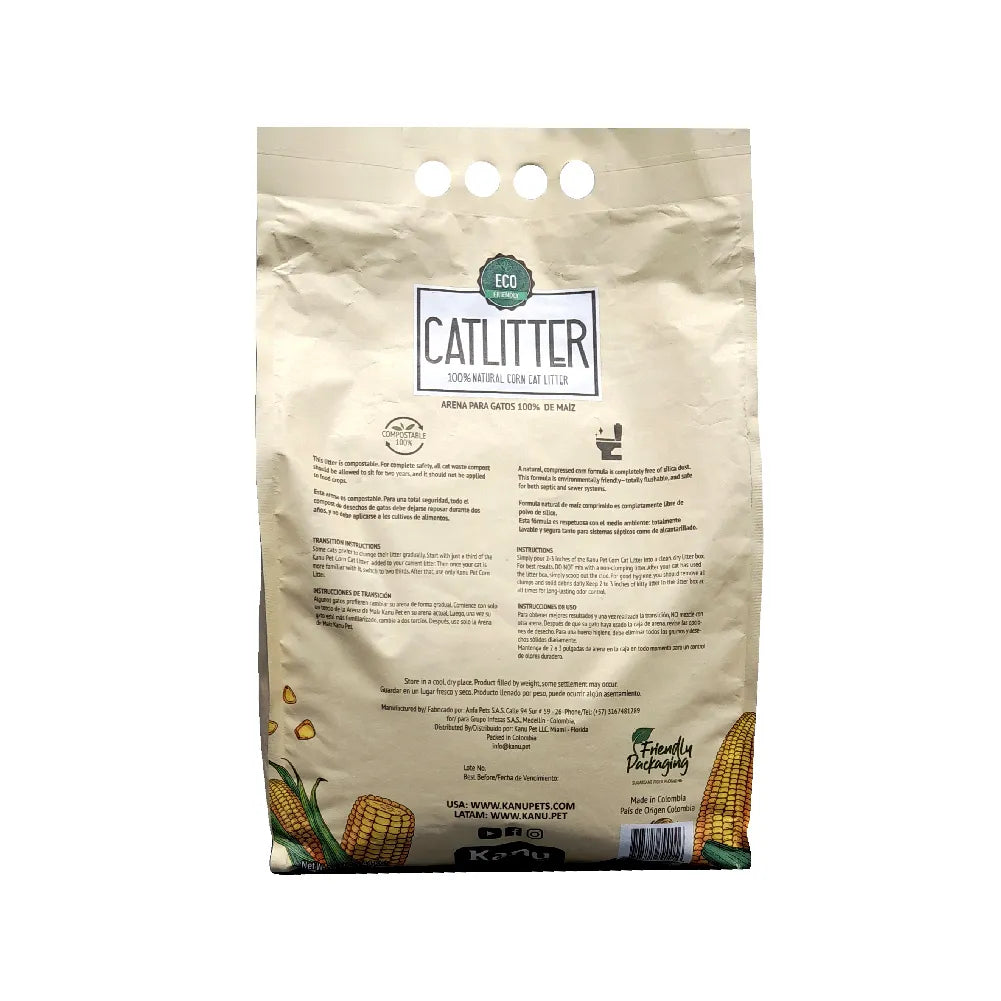 Arena 100% de Maíz Kanu Pet Corn Cat Litter para Gato 100% Ecológíca - {{ Kanu Pet }}