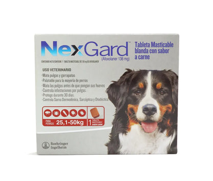 Antipulgas Nexgard para Perros de  25 a 50 Kg Sabor a Carne