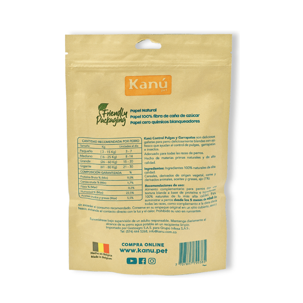 Galletas Blandas con Ajo Kanu Control Pulgas y Garrapatas Kanu Pet para Perro. 100% Naturales - {{ Kanu Pet }}