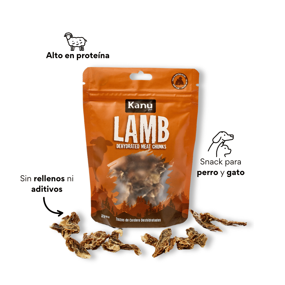 Snack de Trozos de Cordero Deshidratados Kanu Pet para perros y gatos 100% Natural , Un solo ingrediente - {{ Kanu Pet }}
