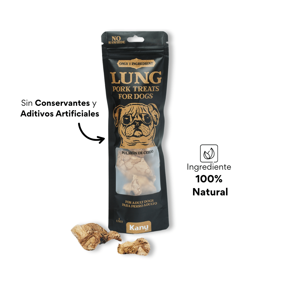 Snack Pulmón de Cerdo Deshidratado Kanu Pet para Perros, Un Solo ingrediente 100% natural - {{ Kanu Pet }}