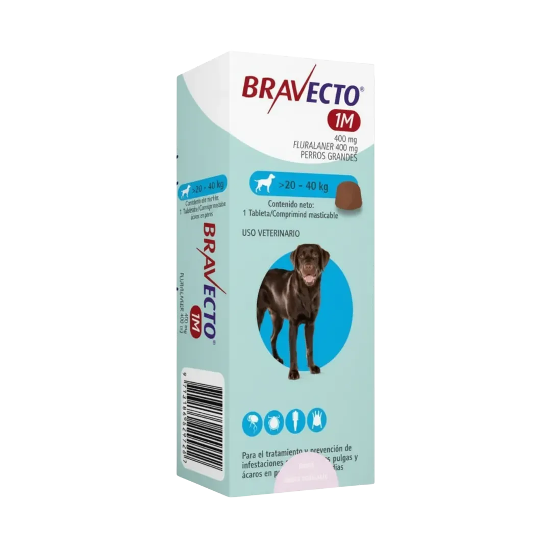 Antipulgas Bravecto 1 Mes 20 a 40 KG Para Perro