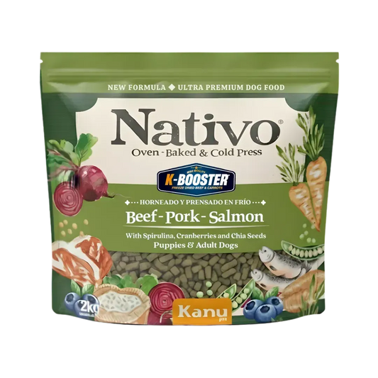 Alimento Seco Nativo Oven-Baked Carne / Cerdo / Salmón Kanu Pet para Perros Cachorros y Adultos