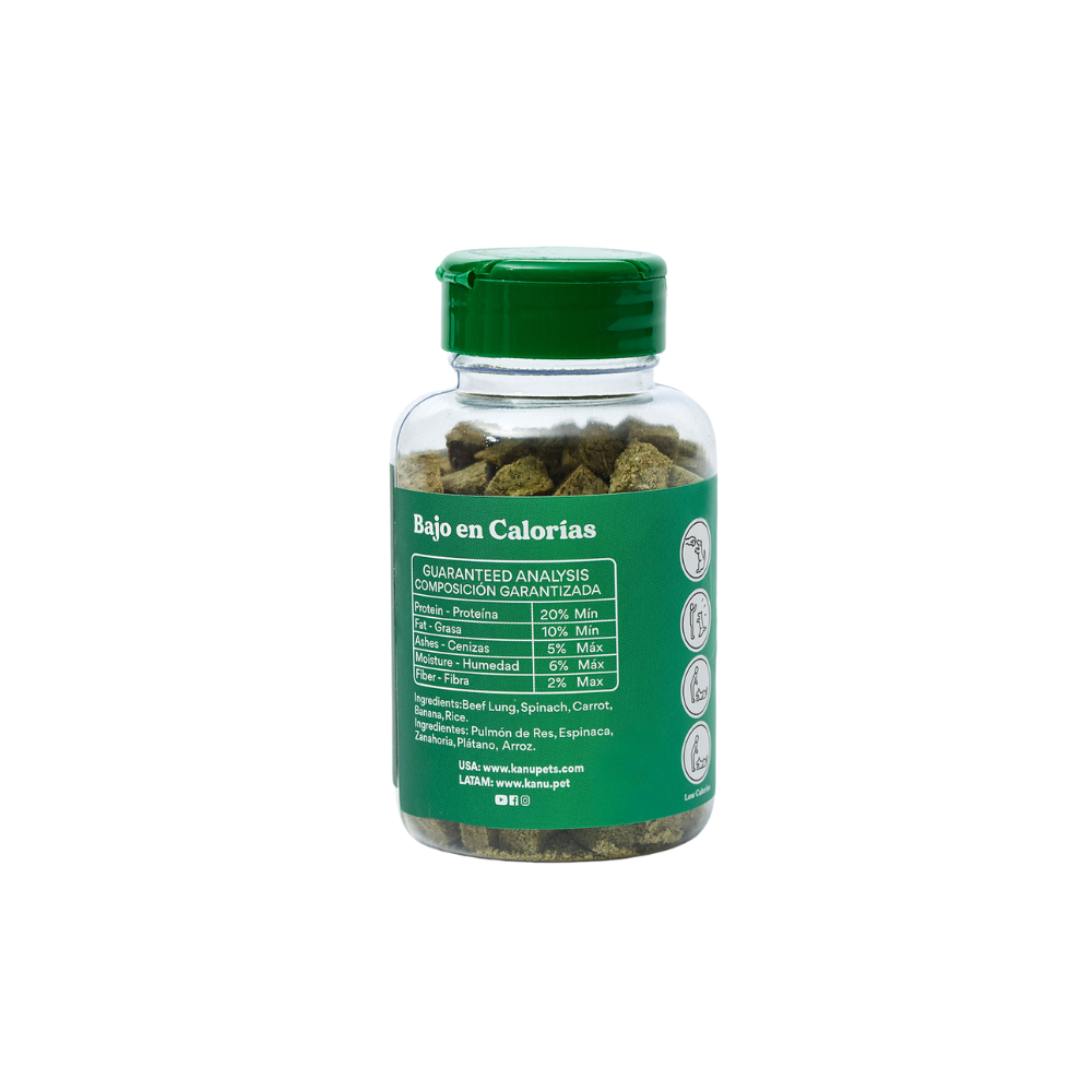 Kanu Pet Tasty Cubes de Espinaca Liofilizada para Perros, 20 g - Ideales para Entrenar, Bajas en Calorías y Llenas de Sabor