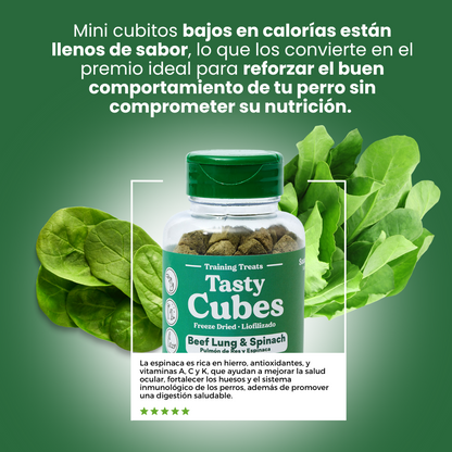 Kanu Pet Tasty Cubes de Espinaca Liofilizada para Perros, 20 g - Ideales para Entrenar, Bajas en Calorías y Llenas de Sabor