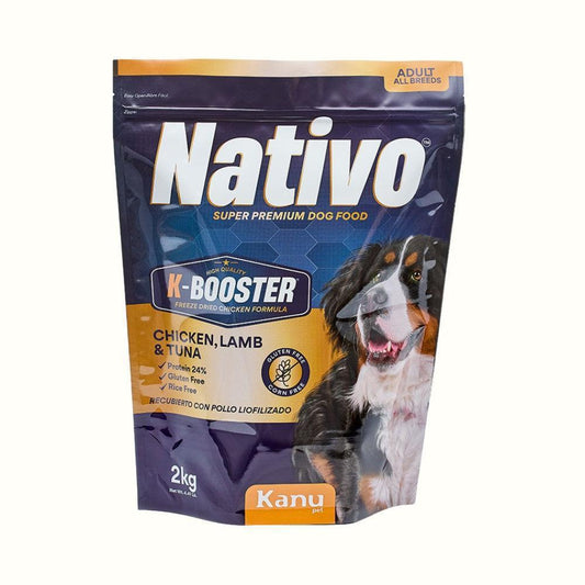 Alimento Seco Nativo K-Booster Pollo, Cordero y Atún Kanu Pet para Perro Adulto