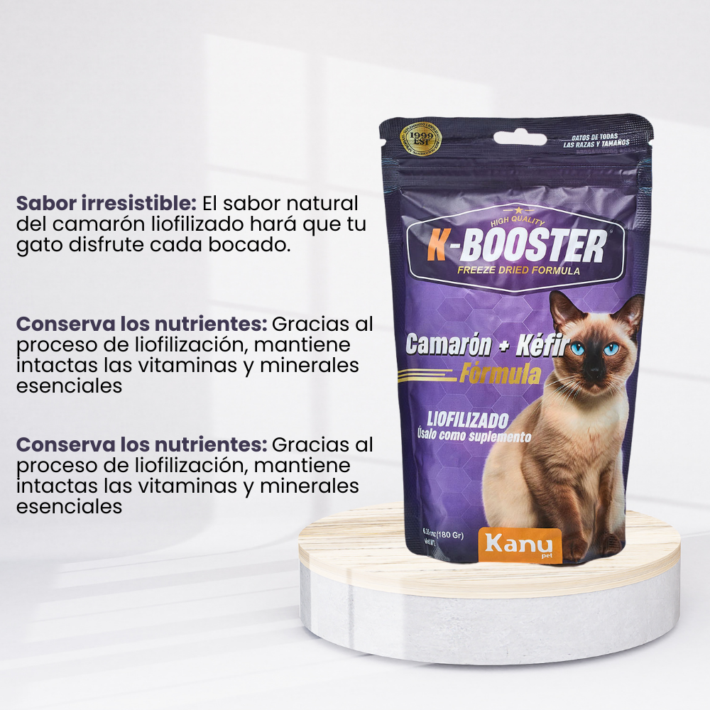 Suplemento K-Booster de Camarón Liofilizado Kanu Pet para gatos