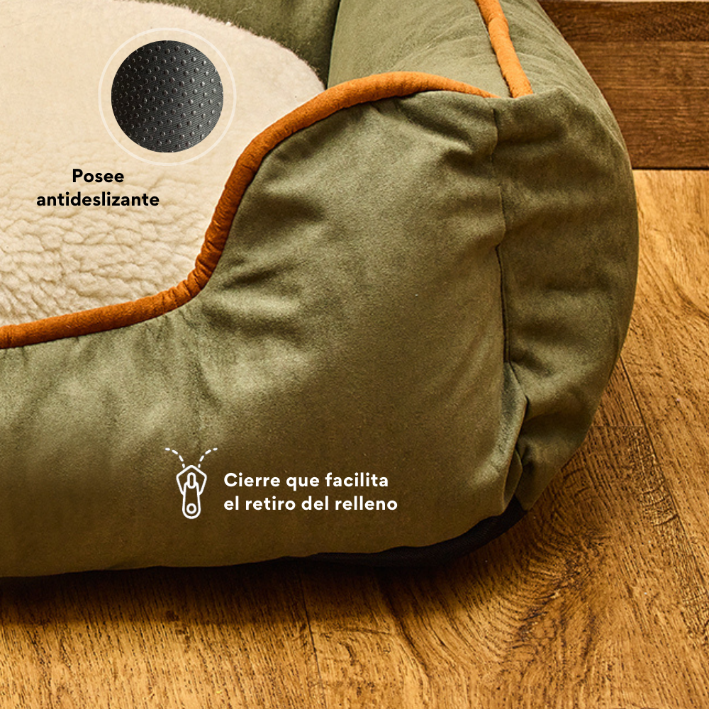 Cama Rectangular Ovejero Verde Militar Kanu Pet para Perro - {{ Kanu Pet }}