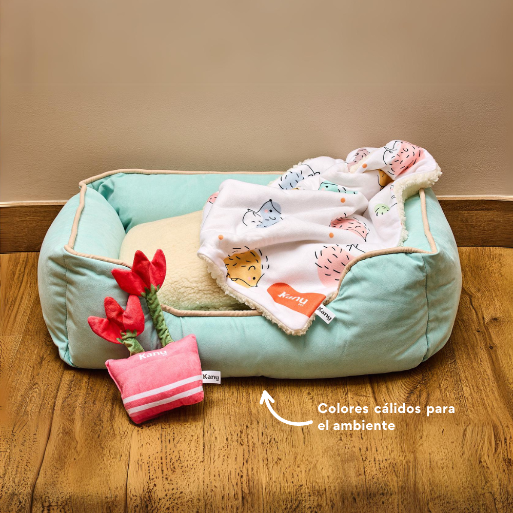 Cama Rectangular Ovejero Verde Aguamarina Kanu Pet para Perro - {{ Kanu Pet }}