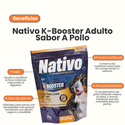 Alimento Seco Nativo K-Booster Pollo, Cordero y Atún Kanu Pet para Perro Adulto