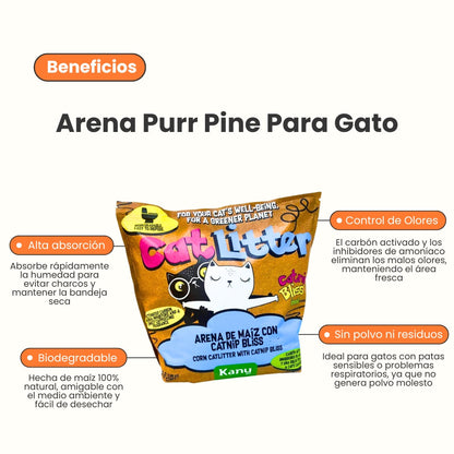 Arena 100% de Maíz con Catnip Bliss Kanu Pet para Gatos