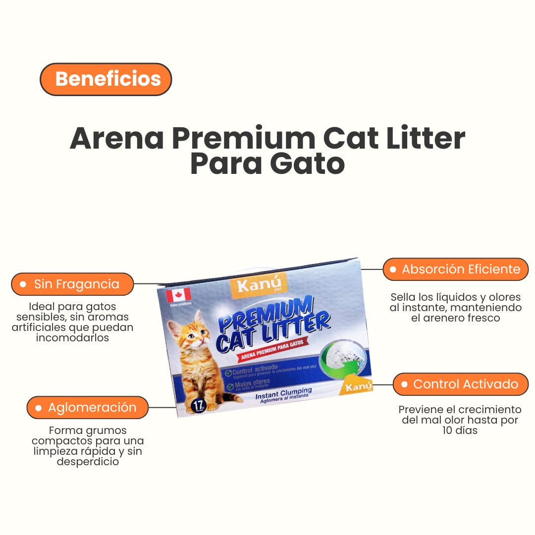 Arena Canadiense Kanu Pet Premium Cat Litter para Gato. Con Carbón Activado
