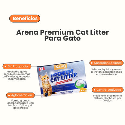 Arena Canadiense Kanu Pet Premium Cat Litter para Gato. Con Carbón Activado