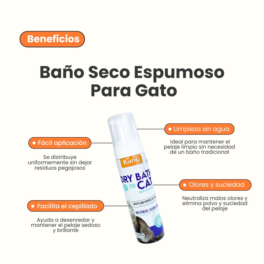 Baño Seco Espumoso Diario Kanu Vet para Gatos