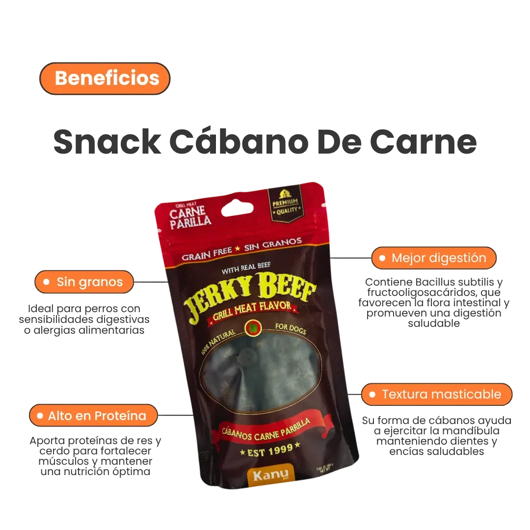 Snack de Cábano Jerky Grill Meat Flavor Kanu Pet Para Perro