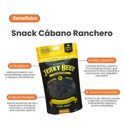 Snack de Cábano  Jerky Beef Ranch Flavor Kanu Pet Para Perro