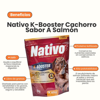 Alimento Seco Nativo K-Booster Salmón, Pollo, Cordero y Atún Kanu Pet para Perro Cachorro