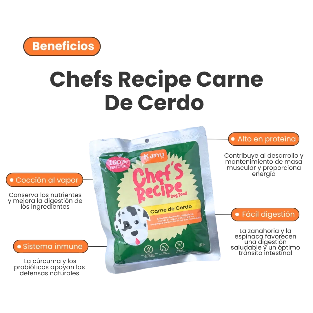 Alimento Húmedo Completo Chef's Recipe Carne de Cerdo Kanu Pet para perros