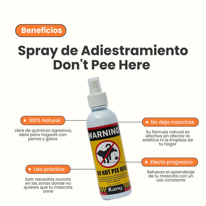 Spray de Adiestramiento Don't Pee Here de Kanu Pet para perros y gatos 100% Natural
