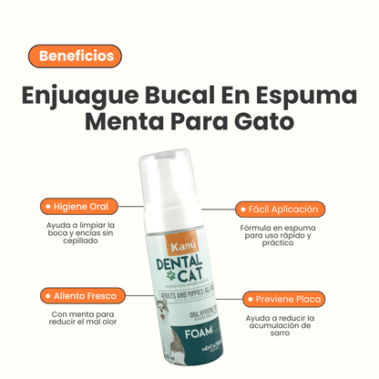 Enjuague Bucal Kanu en Espuma Menta para Gato 150 ml