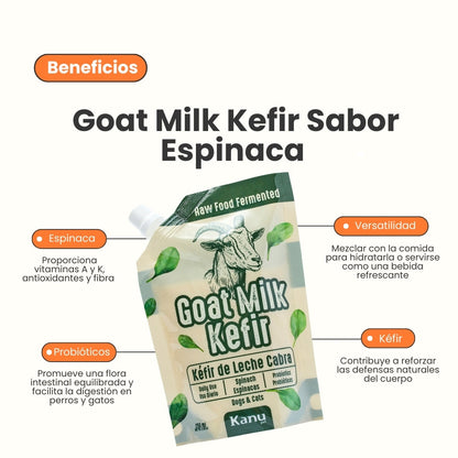 Kéfir Leche de cabra Espinaca Kanu Pet  para Perro y Gato Bolsa