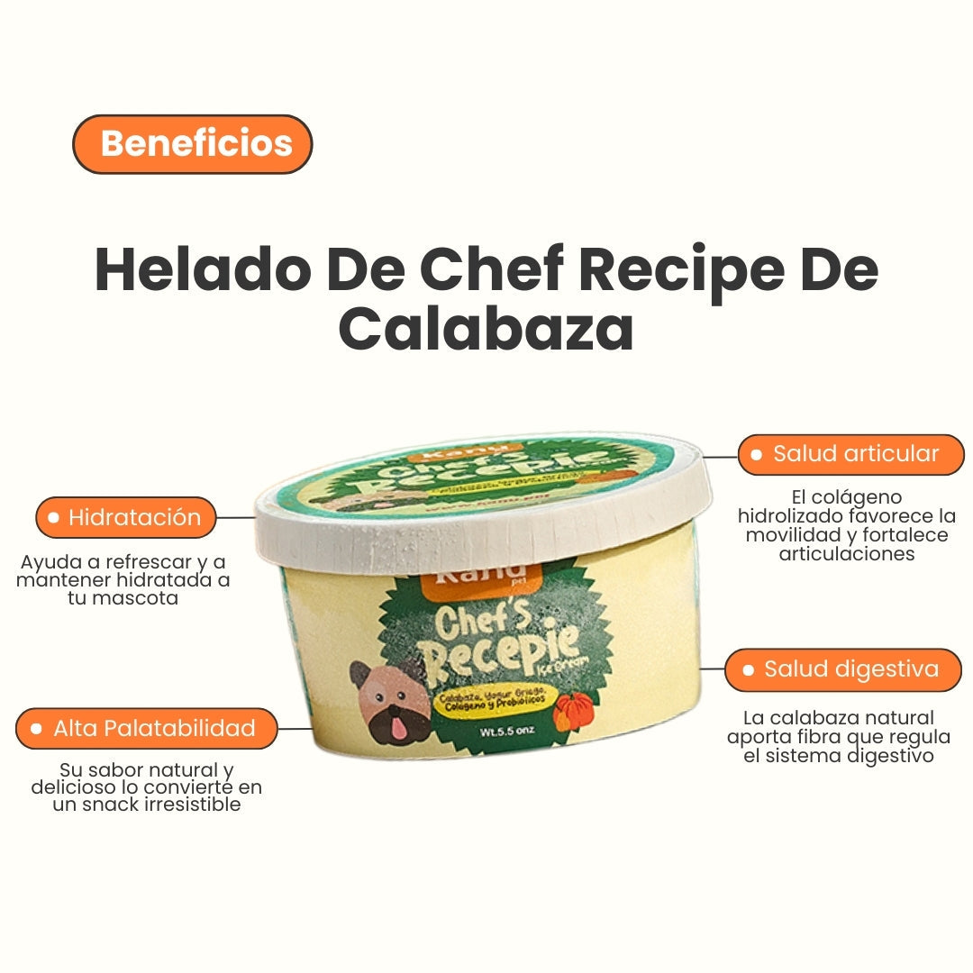 Kanu Helado Chef Recipe Calabaza Para Perro y Gato