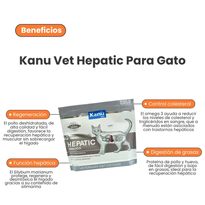 Alimento Seco Medicado Kanu Vet Hepatic para Gato Adultos