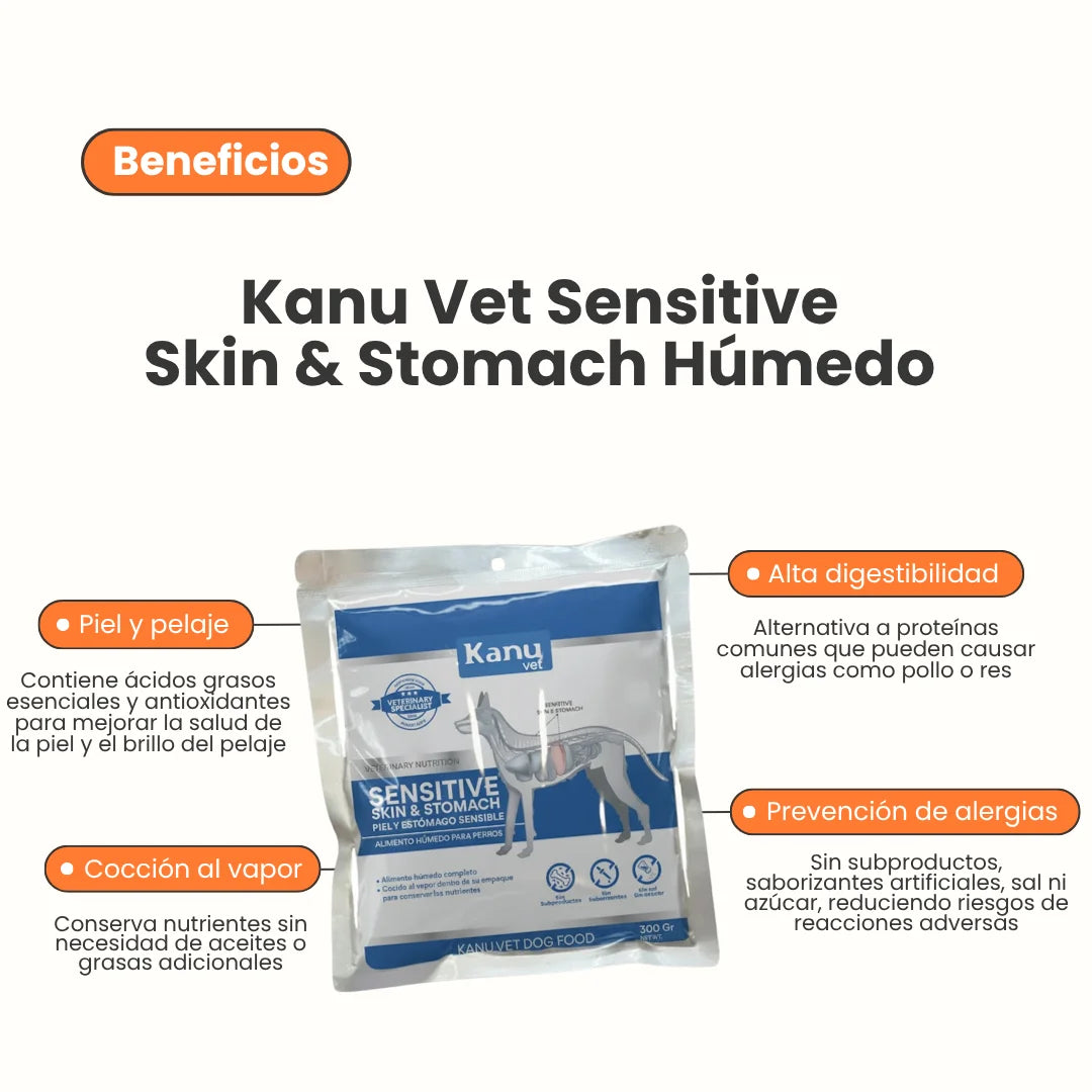 Alimento Húmedo Medicado Kanu Vet Skin & Stomach para Perros Adultos