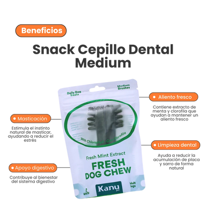 Snack Cepillo Dental Fresh Medium Kanu Pet para Perros Sabor a Menta