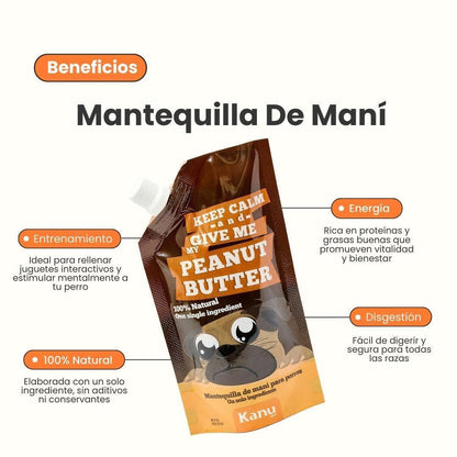 Snack Mantequilla de Mani Kanu Pet para Perro. Un solo ingrediente