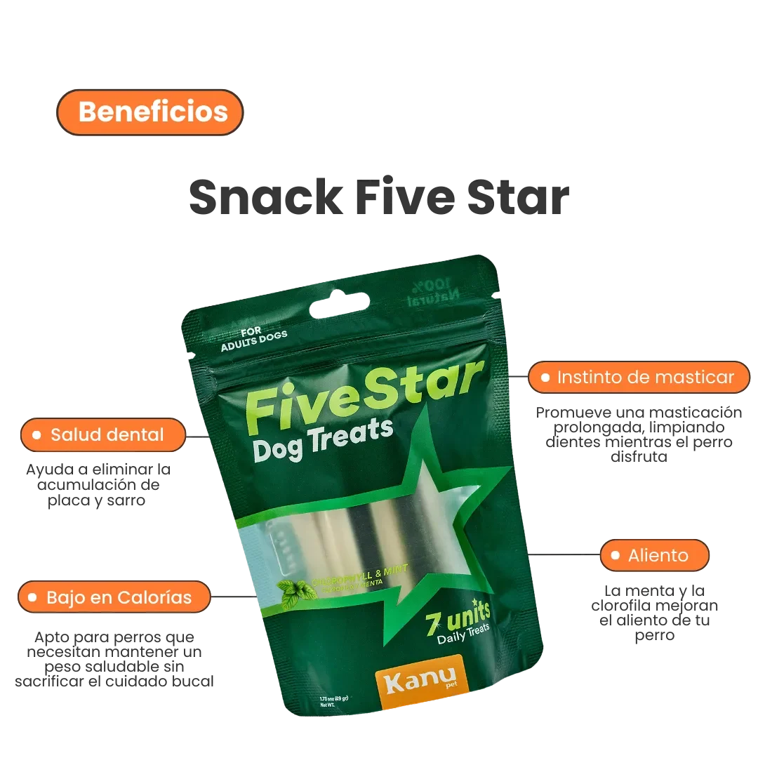 Snack Five Star Dental para la placa y el sarro Kanu Pet  para Perros