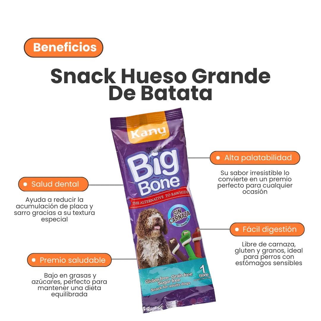 Snack Hueso Grande de Batata Kanu Big Bone para Perro