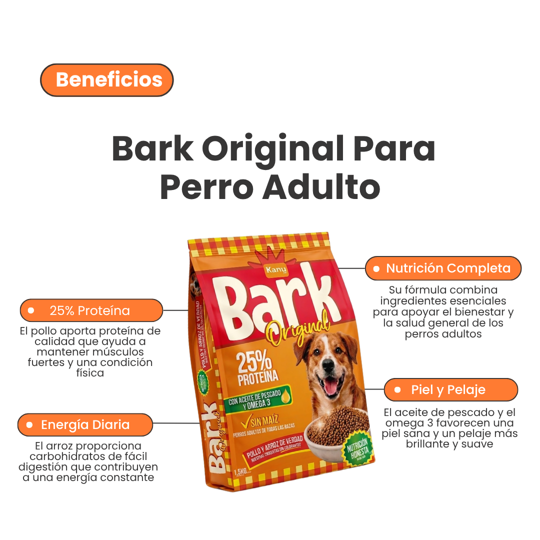 Alimento Seco Bark Original Pollo Kanu Pet para Perros Adulto todas las Razas