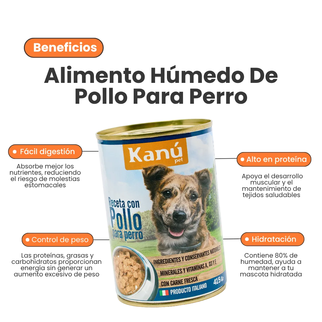 Alimento Húmedo de Pollo para Perro  Kanu Receta Con Pollo