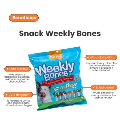Snacks Huesos Medianos con Sabores surtidos Kanu Weekly Bones para Perro