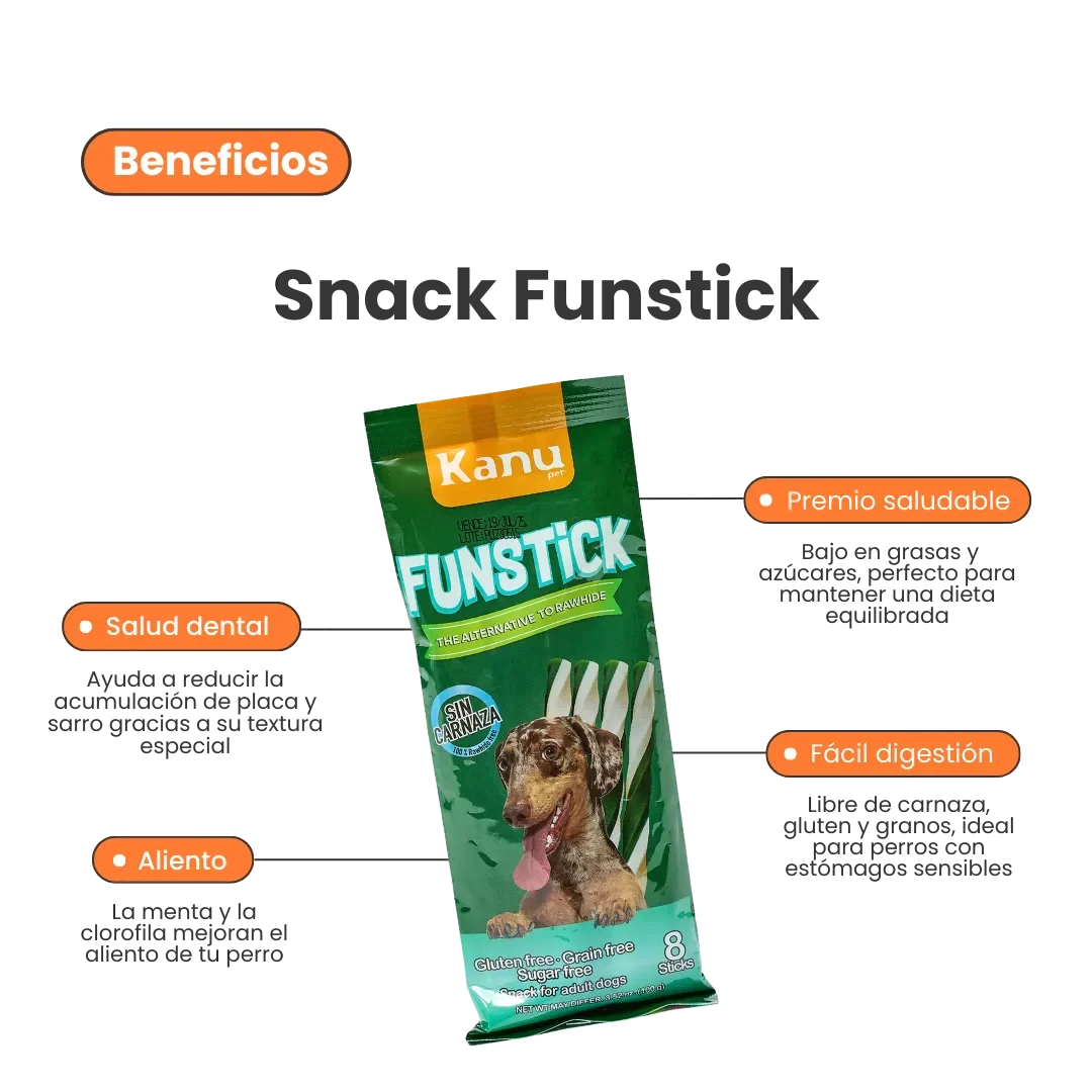 Snack Oral FunStick para la placa y el sarro Kanu Pet  para Perro Sabor a Menta