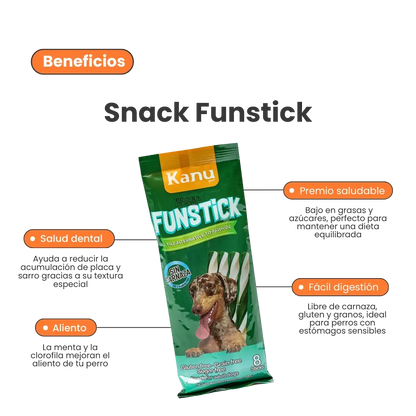 Snack Oral FunStick para la placa y el sarro Kanu Pet  para Perro Sabor a Menta