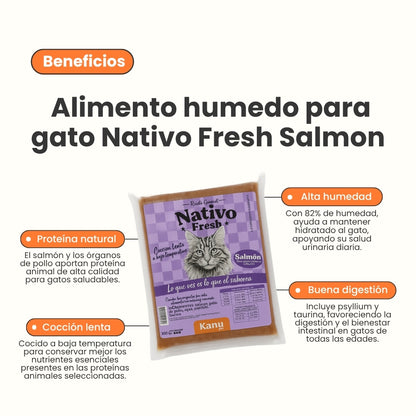 Alimento Congelado Nativo Fresh Salmón Kanu Pet para Gato Adulto y Cachorro
