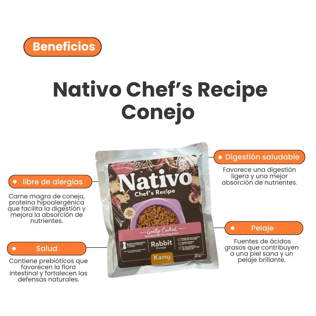 Alimento Húmedo Nativo Chef’s Recipe Conejo Kanu Pet para Perros