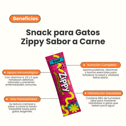 Snack Cremoso Zippy Kanu Pet para Gatos sabor Res