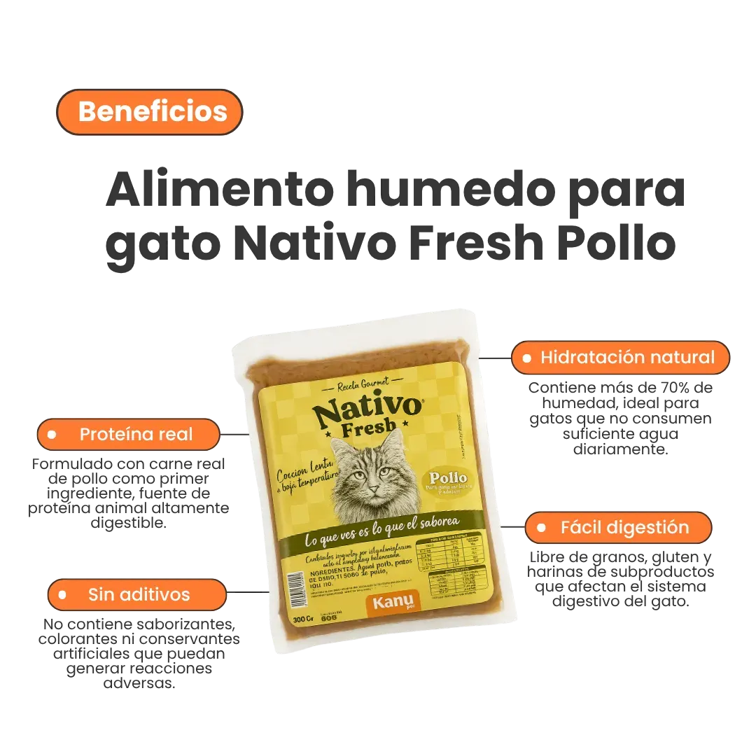 Alimento Congelado Nativo Fresh Pollo Kanu Pet para Gato Adulto y Cachorro
