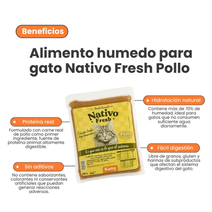 Alimento Congelado Nativo Fresh Pollo Kanu Pet para Gato Adulto y Cachorro