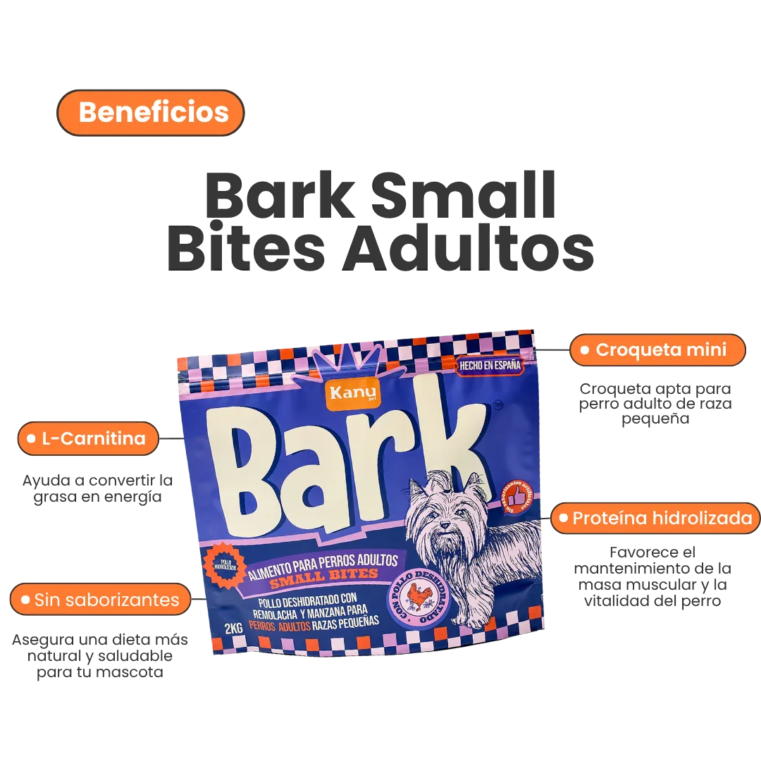 Alimento seco Kanu Pet Bark Small Bites Kanu Pet para adulto razas pequeñas con Pollo