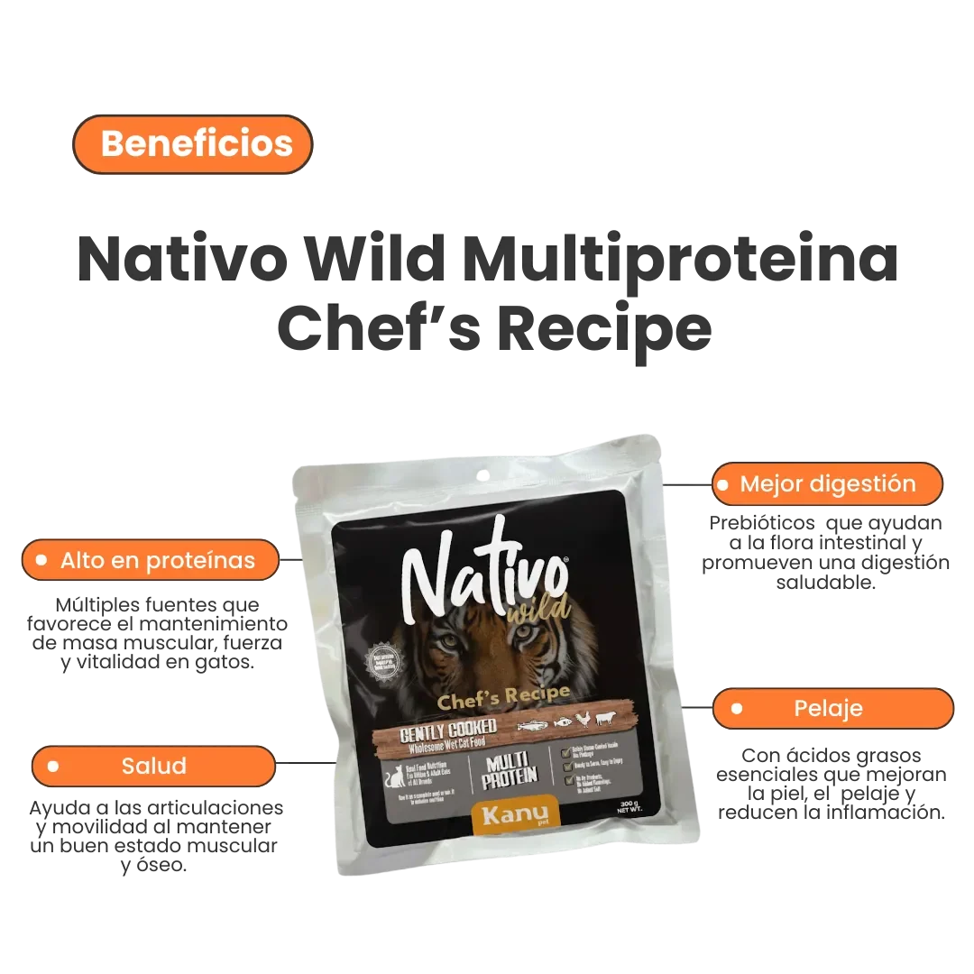 Alimento Húmedo Nativo Wild Chef’s Recipe Multi Protein Kanu Pet para Gatos