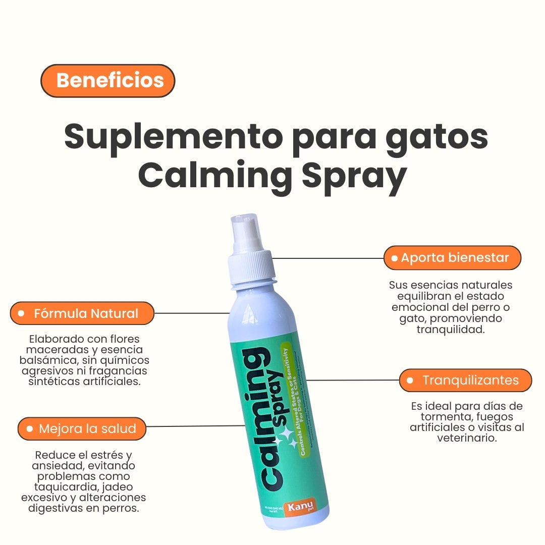 Calming Spray, Controla estados alterados o de sensibilidad para perros y gatos